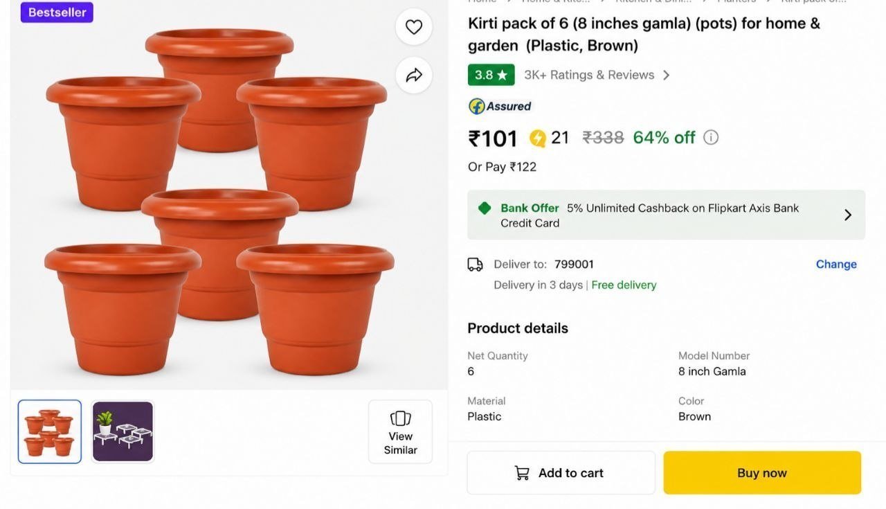 Grab Plant Container Pot (pack Of 6) 101