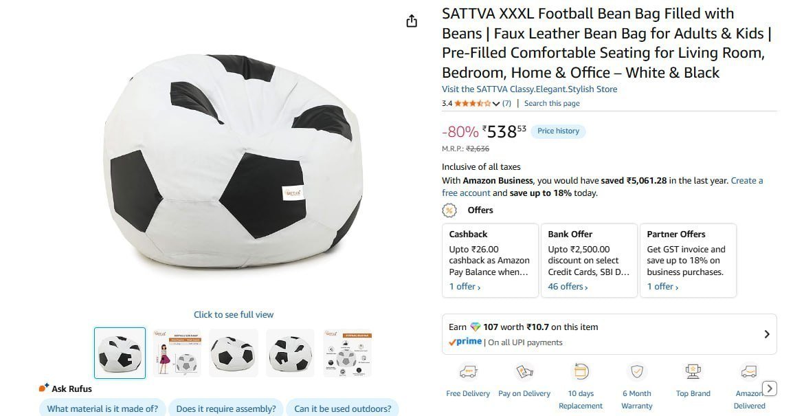 Grab Xxxl Bean Bag With Beans 538