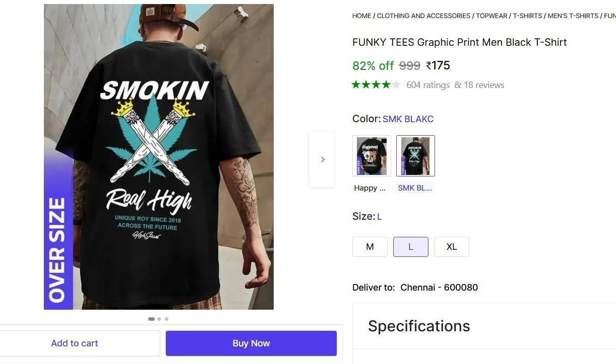 Graphic Print Men Black T-shirt 175