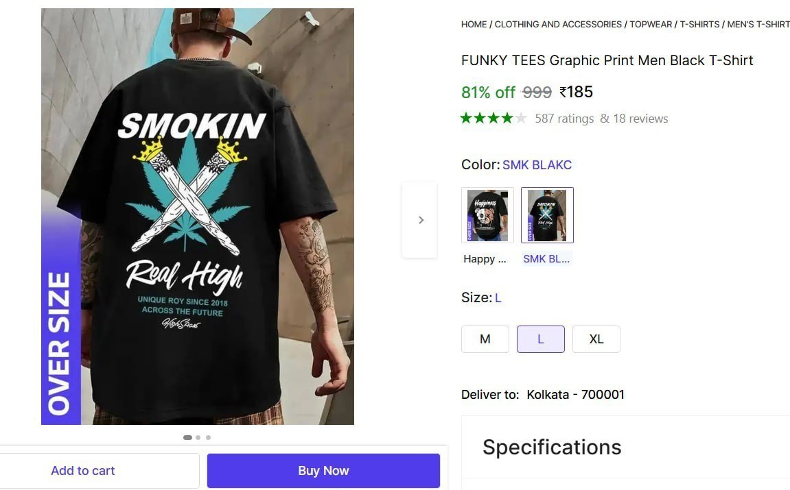 Graphic Print Men Black T-shirt 185