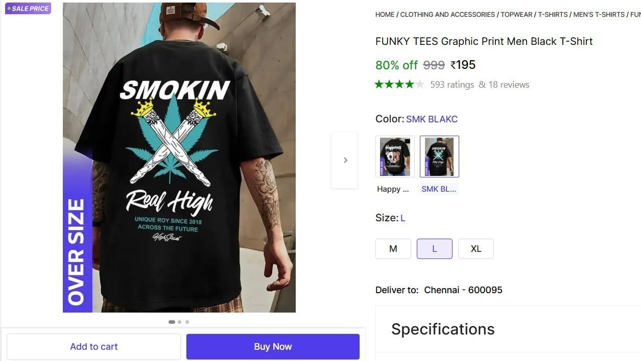 Graphic Print Men Black T-shirt 195