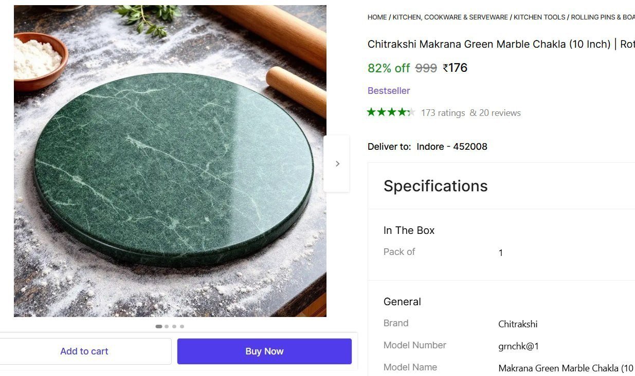 Green Marble Chakla (10 Inch) 176