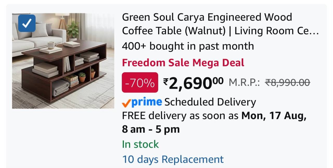 Green Soul Carya Engineered Wood Coffee Table At 2