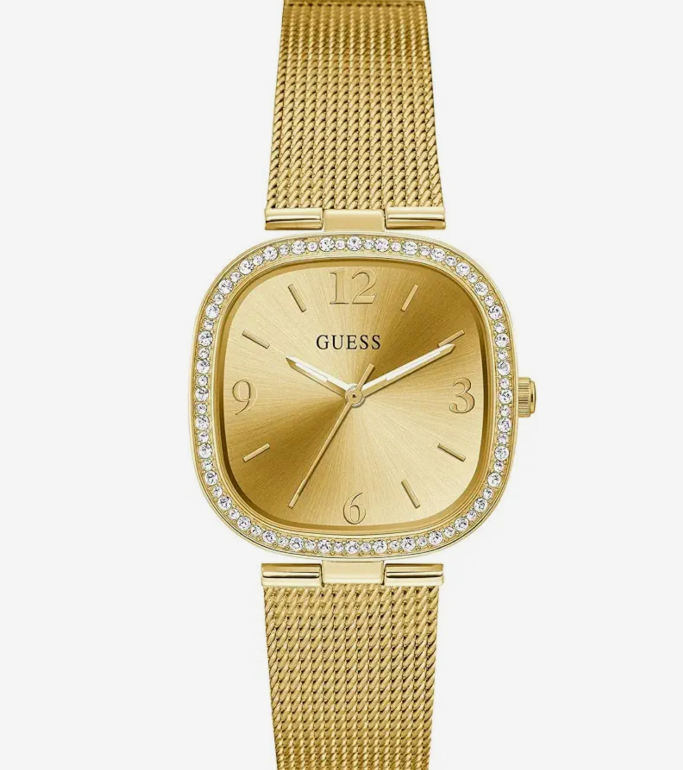 Guess Square 32mm Champagne Dial Analog Women S Wa