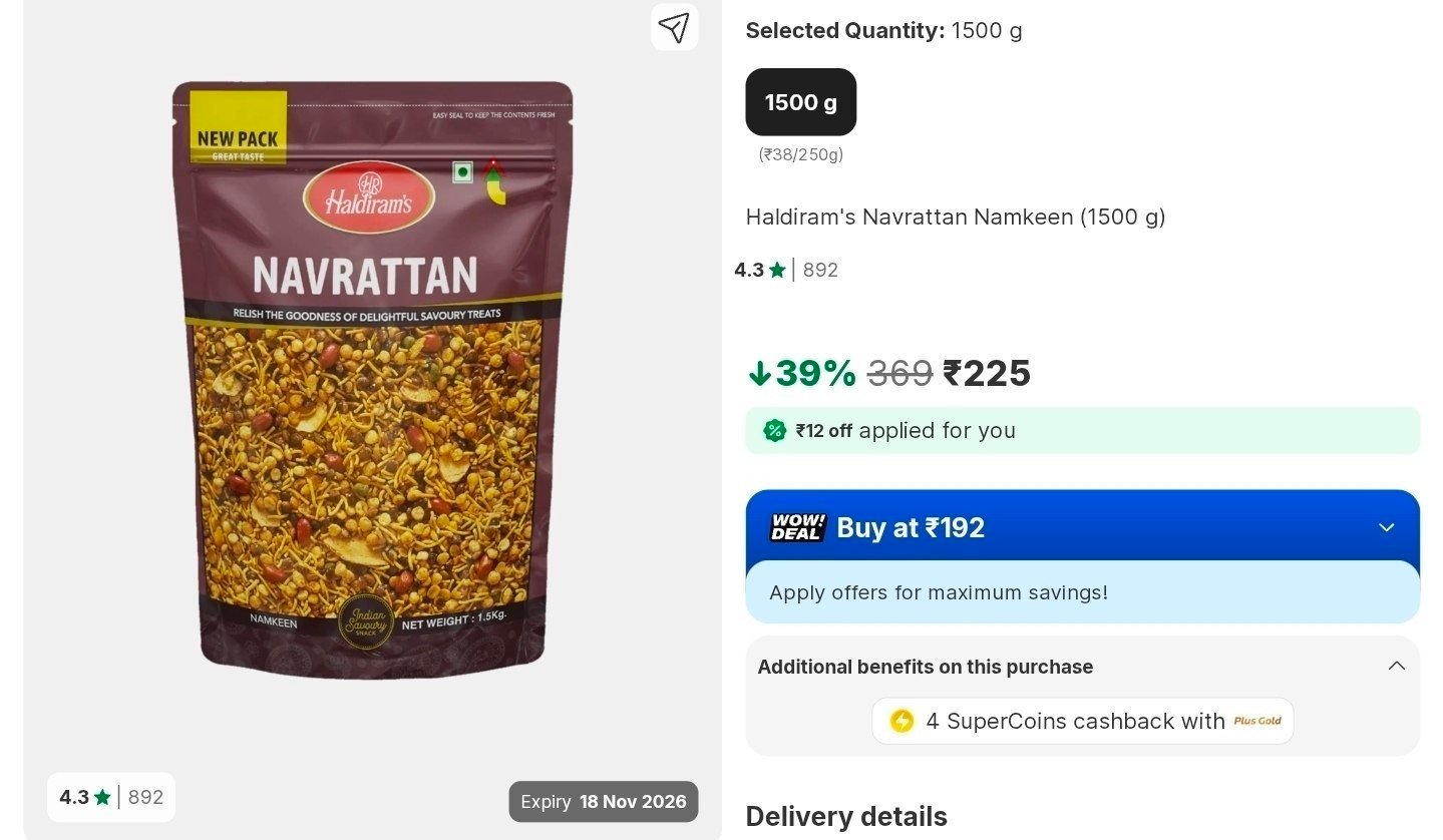 Haldiram S Mixture 1500g 225