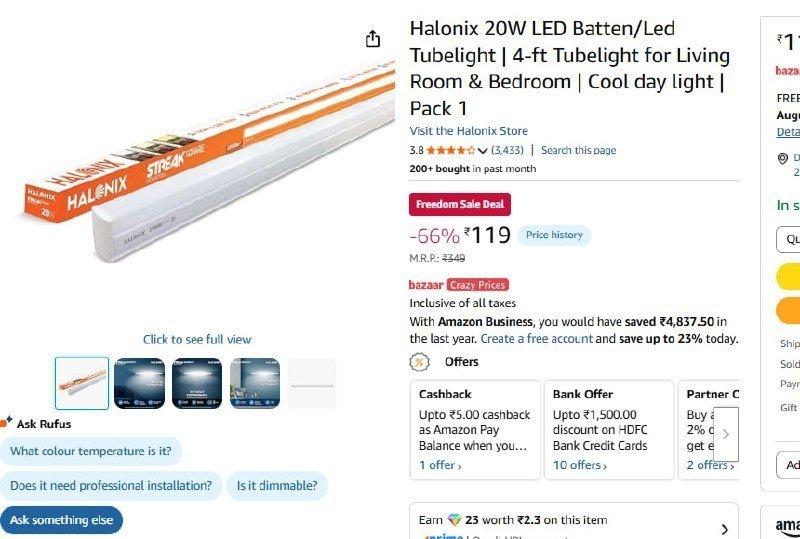 Halonix 20w Led Batten 119