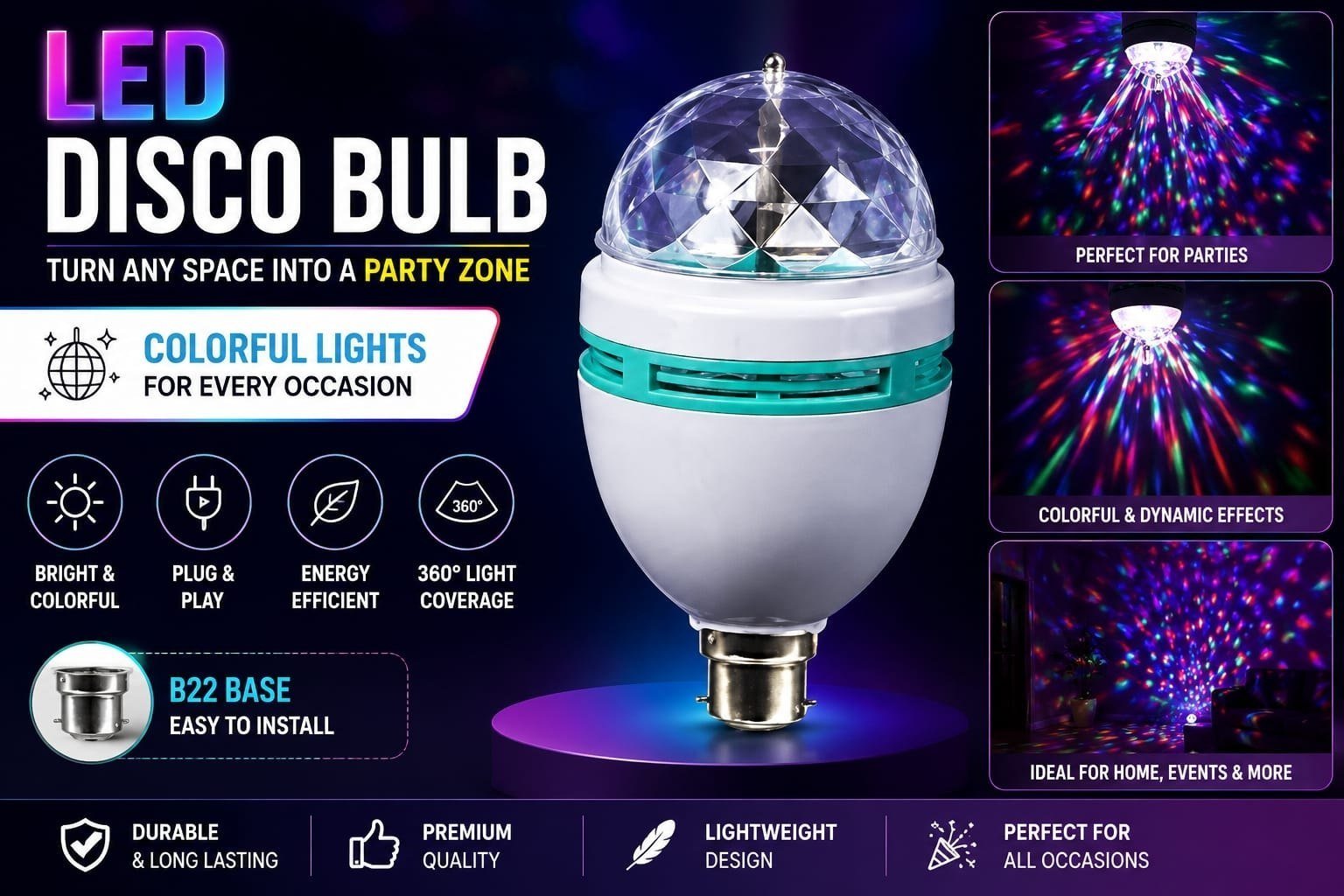 Hamara Mall By Bajaj 360 Rotating Disco Led Bulb 1