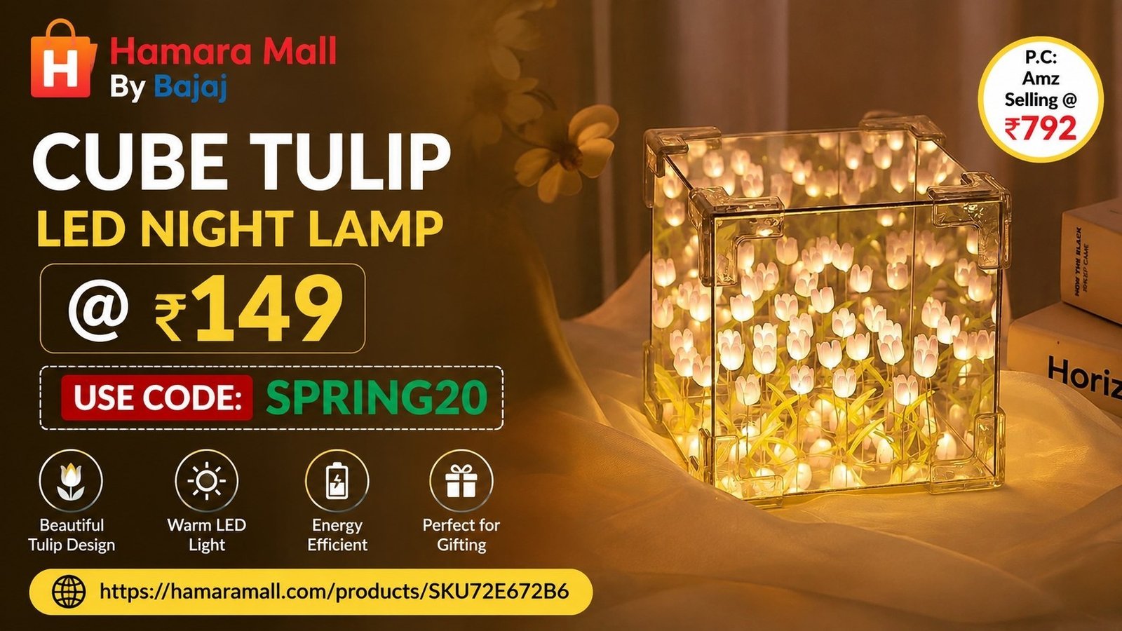 Hamara Mall By Bajaj Cube Tulip Led Night Lamp 149