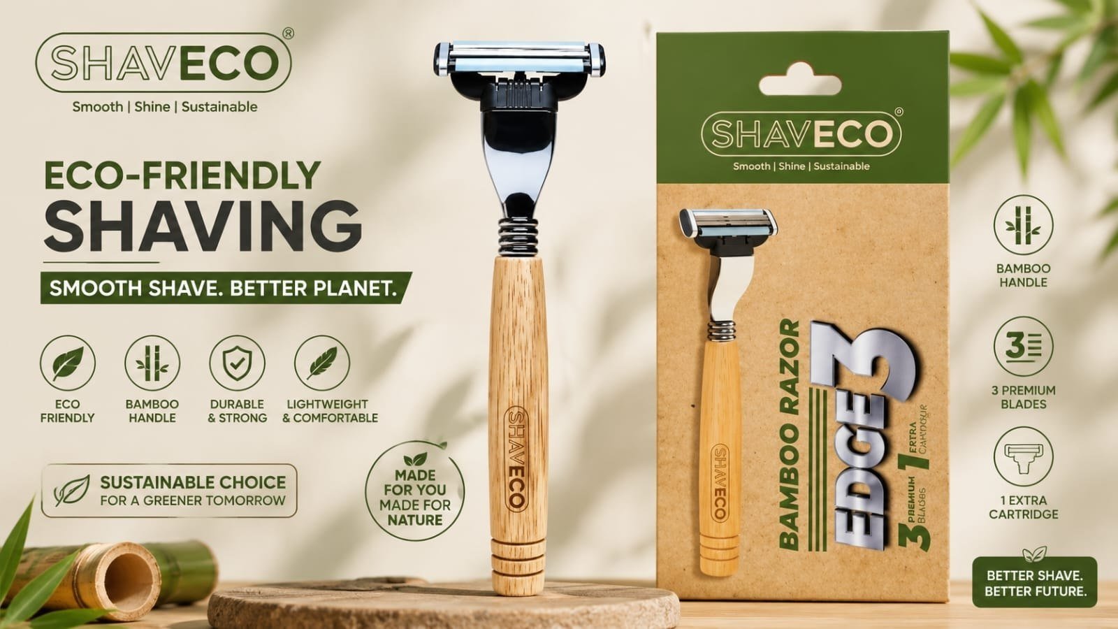 Hamara Mall By Bajaj Shaveco Edge 3 Bamboo Ra