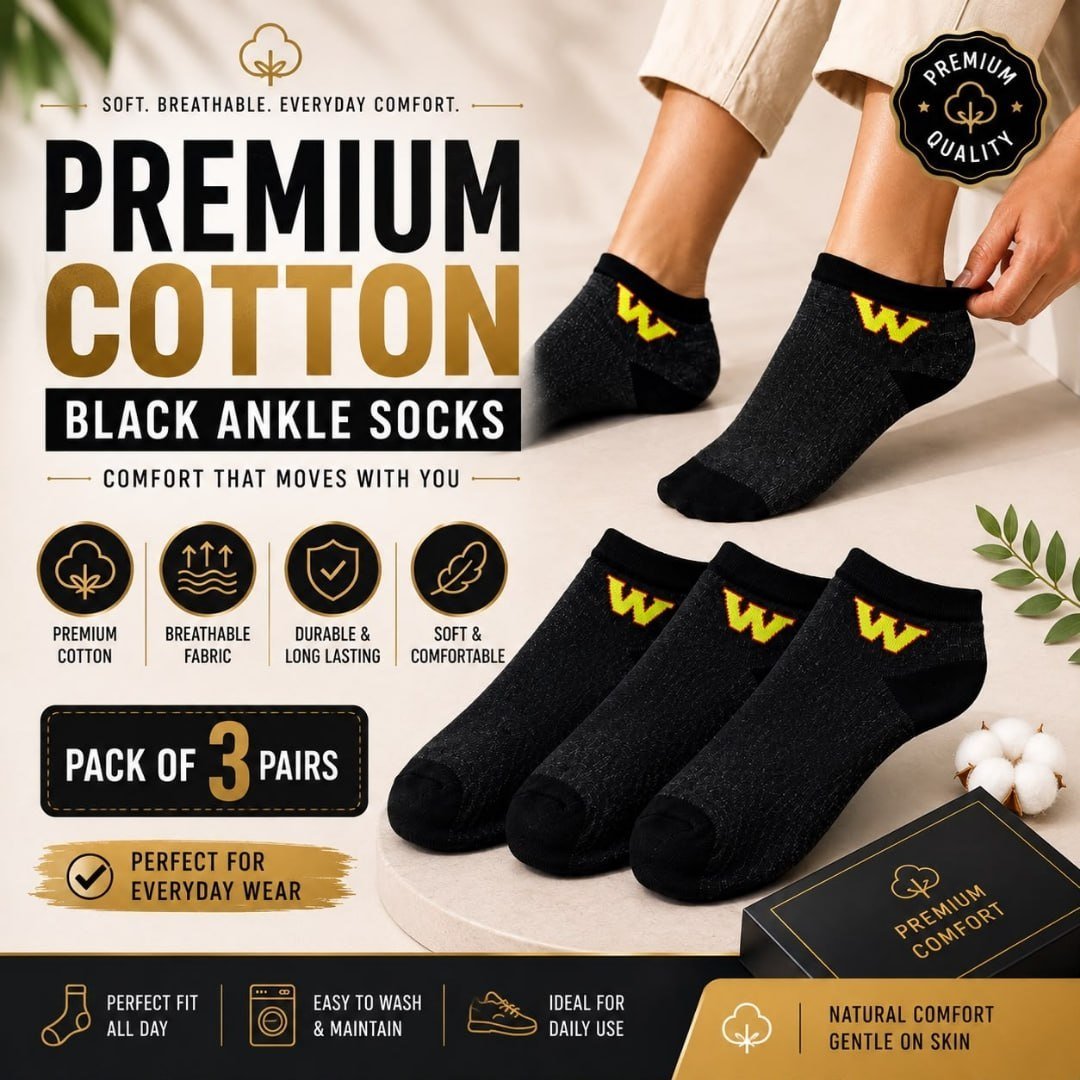 Hamaramall Fashion Premium Cotton Black Ankle