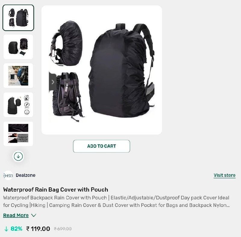 Hamaramall Flat 82 Waterproof Rain Bag Cover 