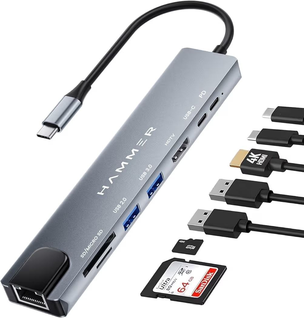 Hammer 8-in-1 Usb-c Hub Grey