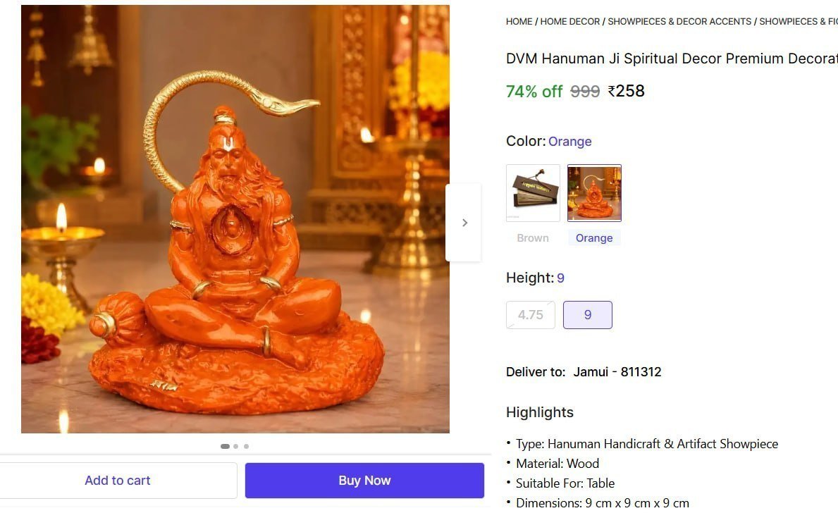 Hanuman Ji Spiritual Decor Premium Murti 258