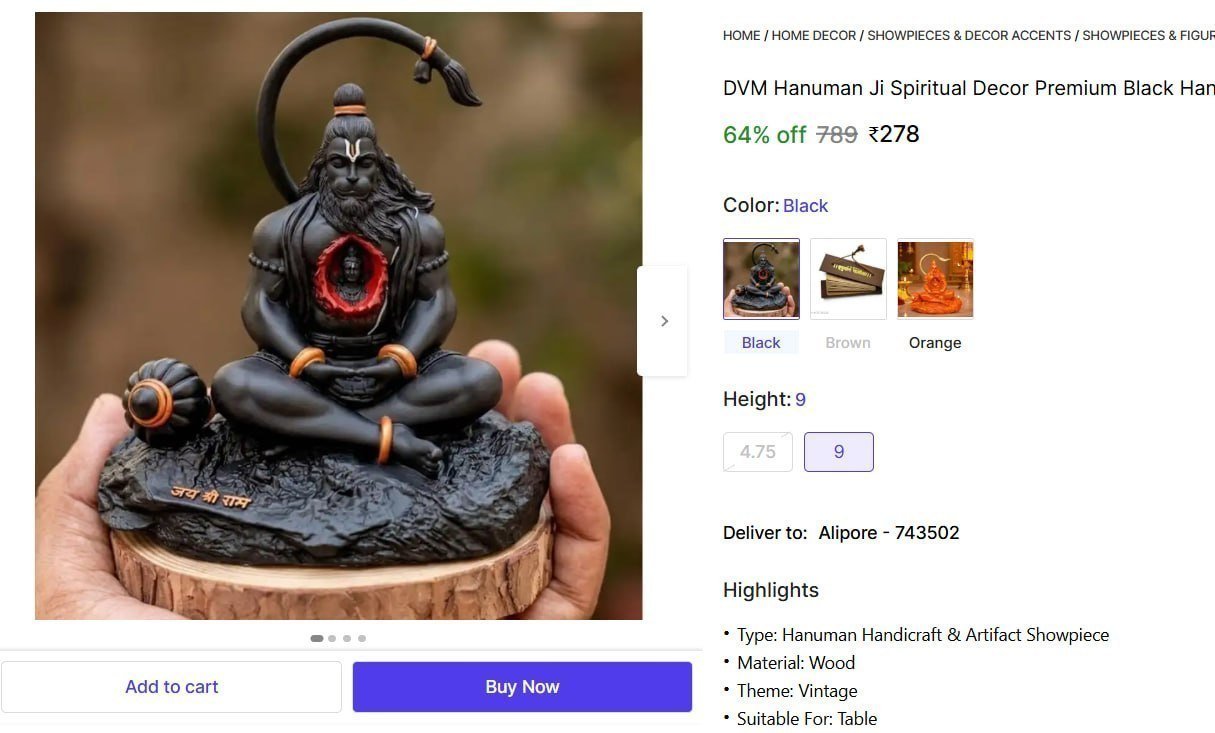 Hanuman Ji Spiritual Decor Premium Murti 278