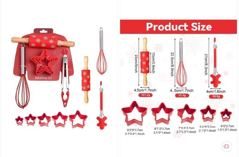 Hasthip 9-pcs Red Brown Textured Christmas Ba