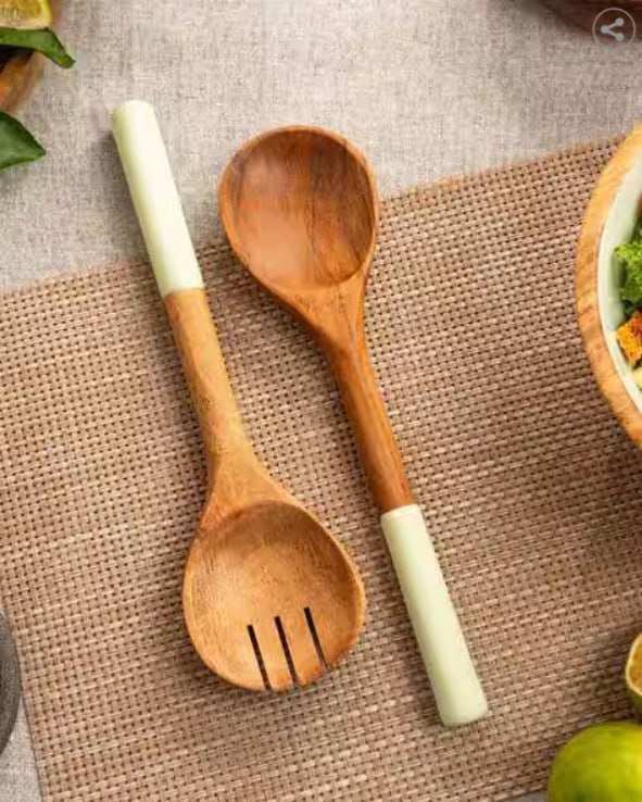 Haus Kinder Wooden Salad Serving Spoons Set 6