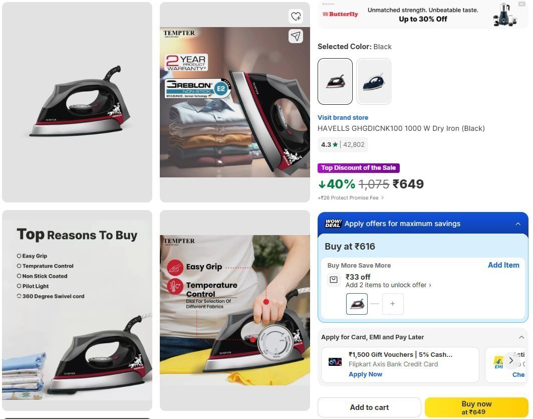 Havells 1000 W Dry Iron Just 649havells 1250 W Dry