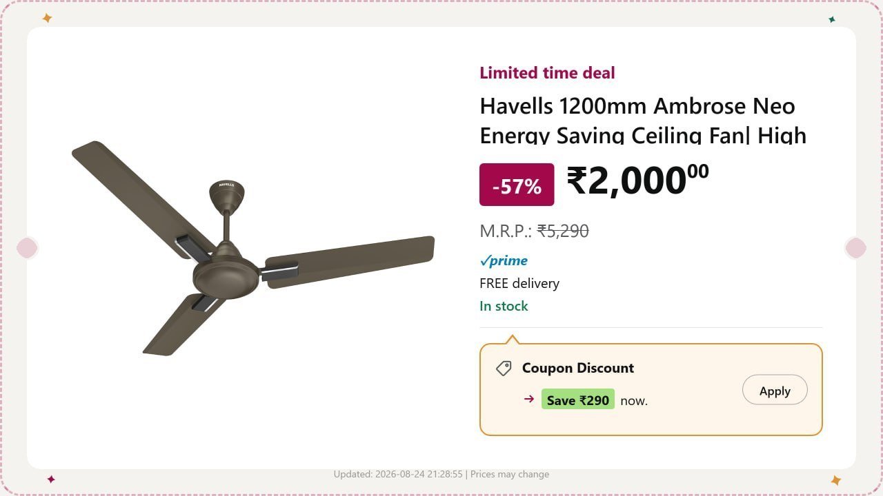 Havells 1200mm Ambrose Neo Energy Saving Ceiling F