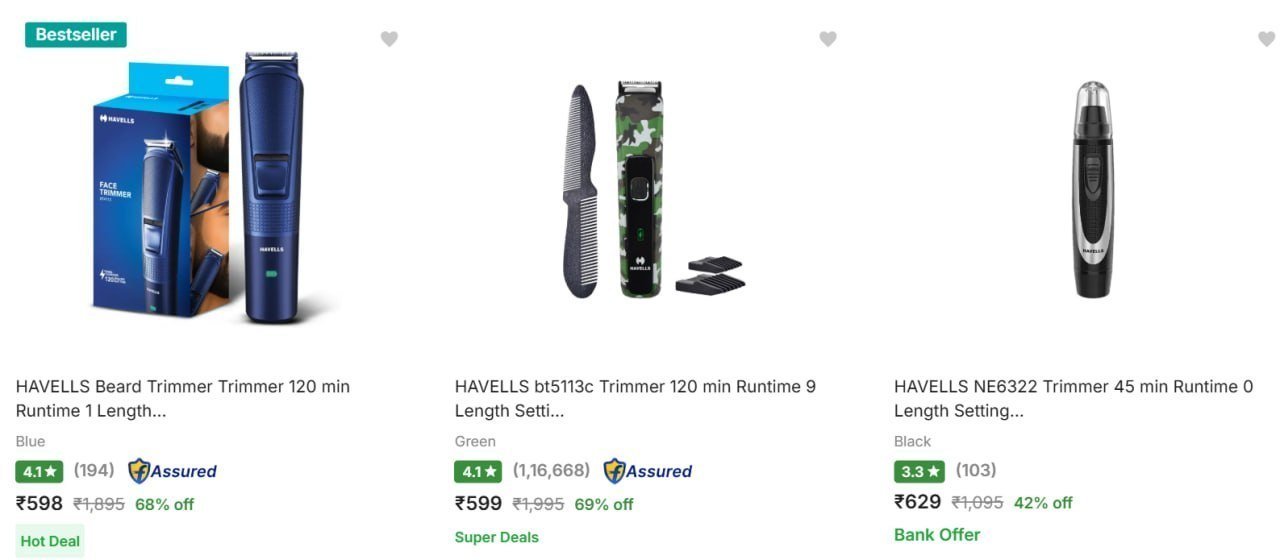 Havells Trimmers From Rs 598