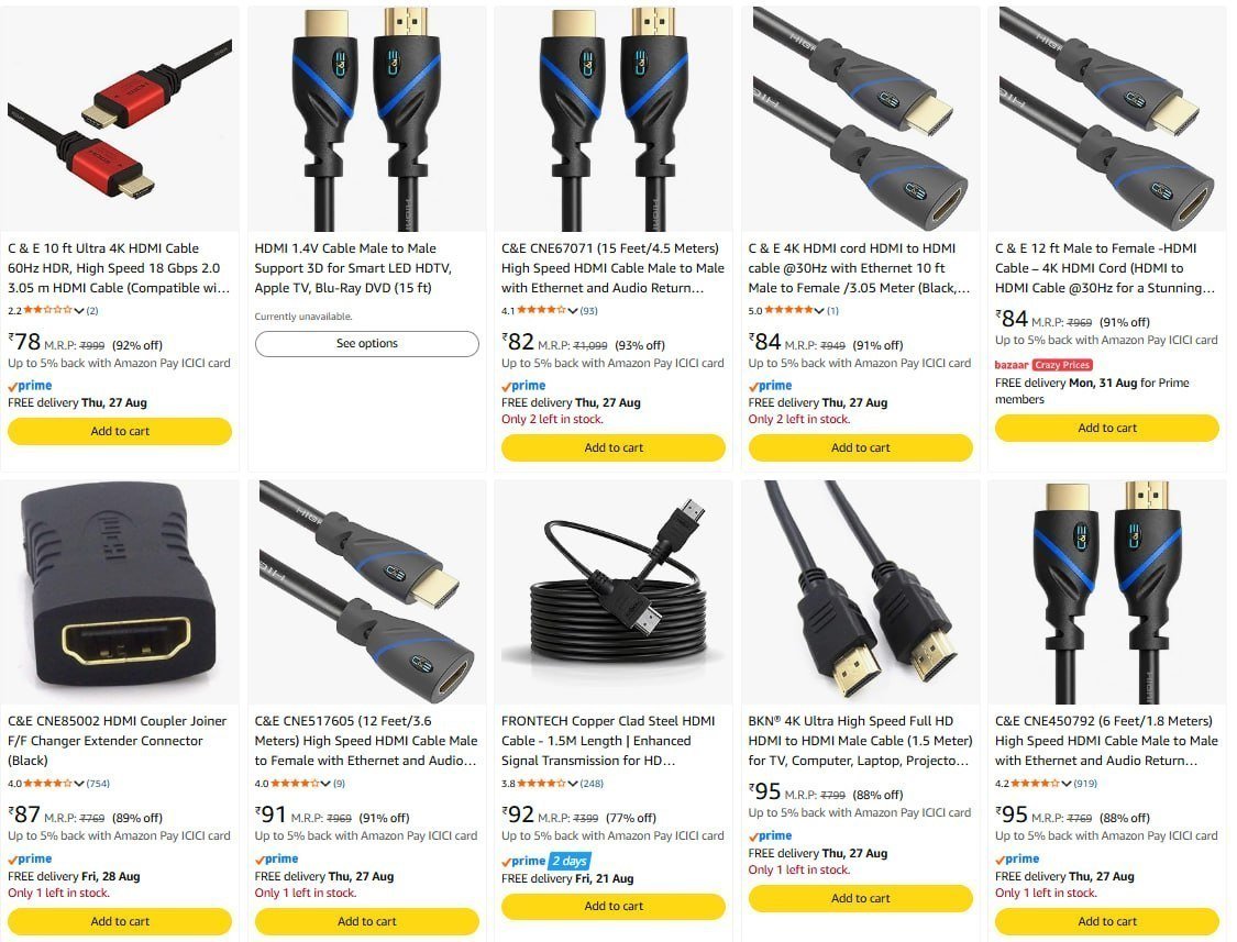Hdmi Cables Starts 78