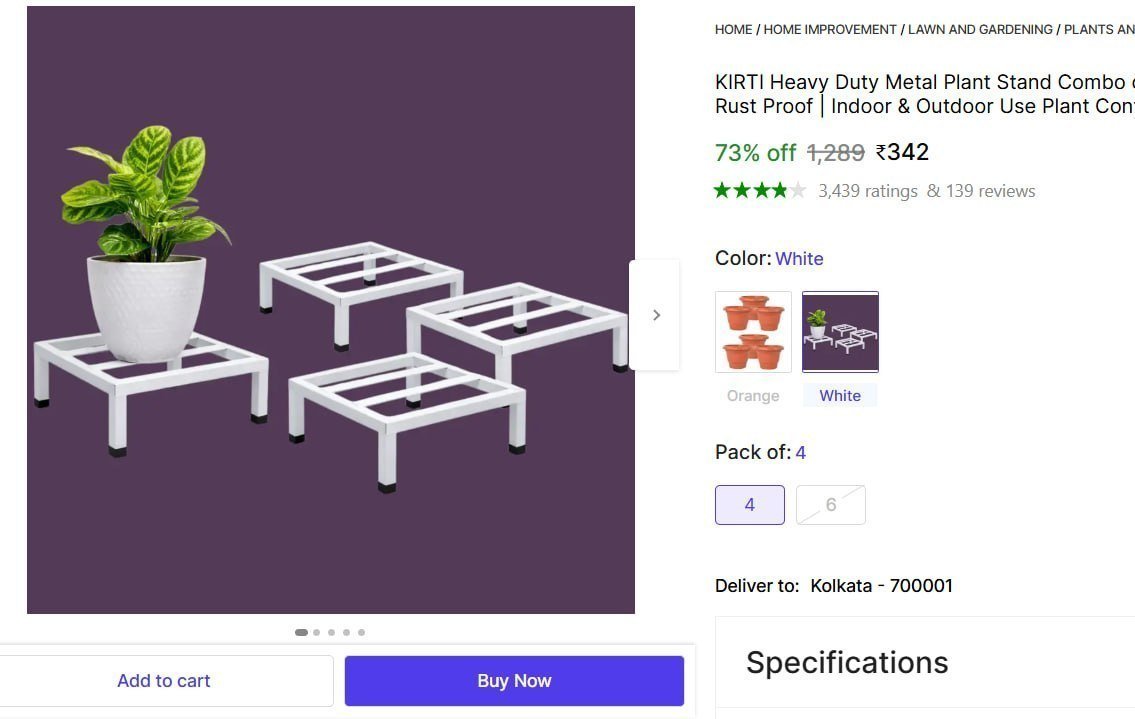 Heavy Duty Metal Plant Stand Combo Of 4 342