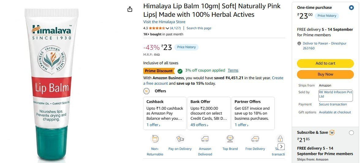 Himalaya Lip Balm 10gm 23