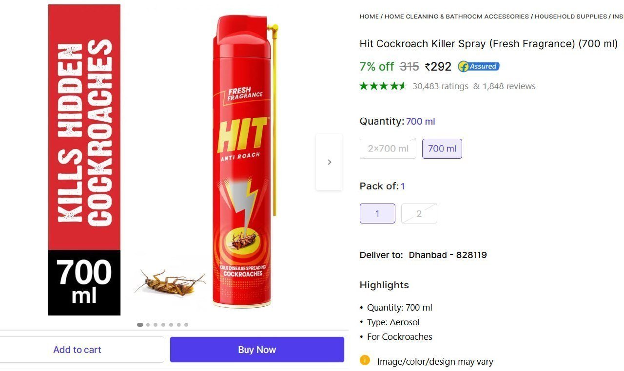 Hit Cockroach Killer Spray (fresh Fragrance) 