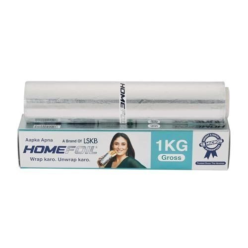Homefoil 1 Kg Gross Silver Embossed Aluminium Foil 18 Micron Thickness Keeps