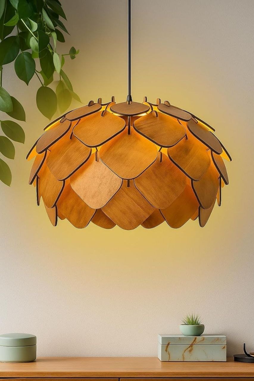Homesake Wooden Pinecone Ceiling Light Lamp F
