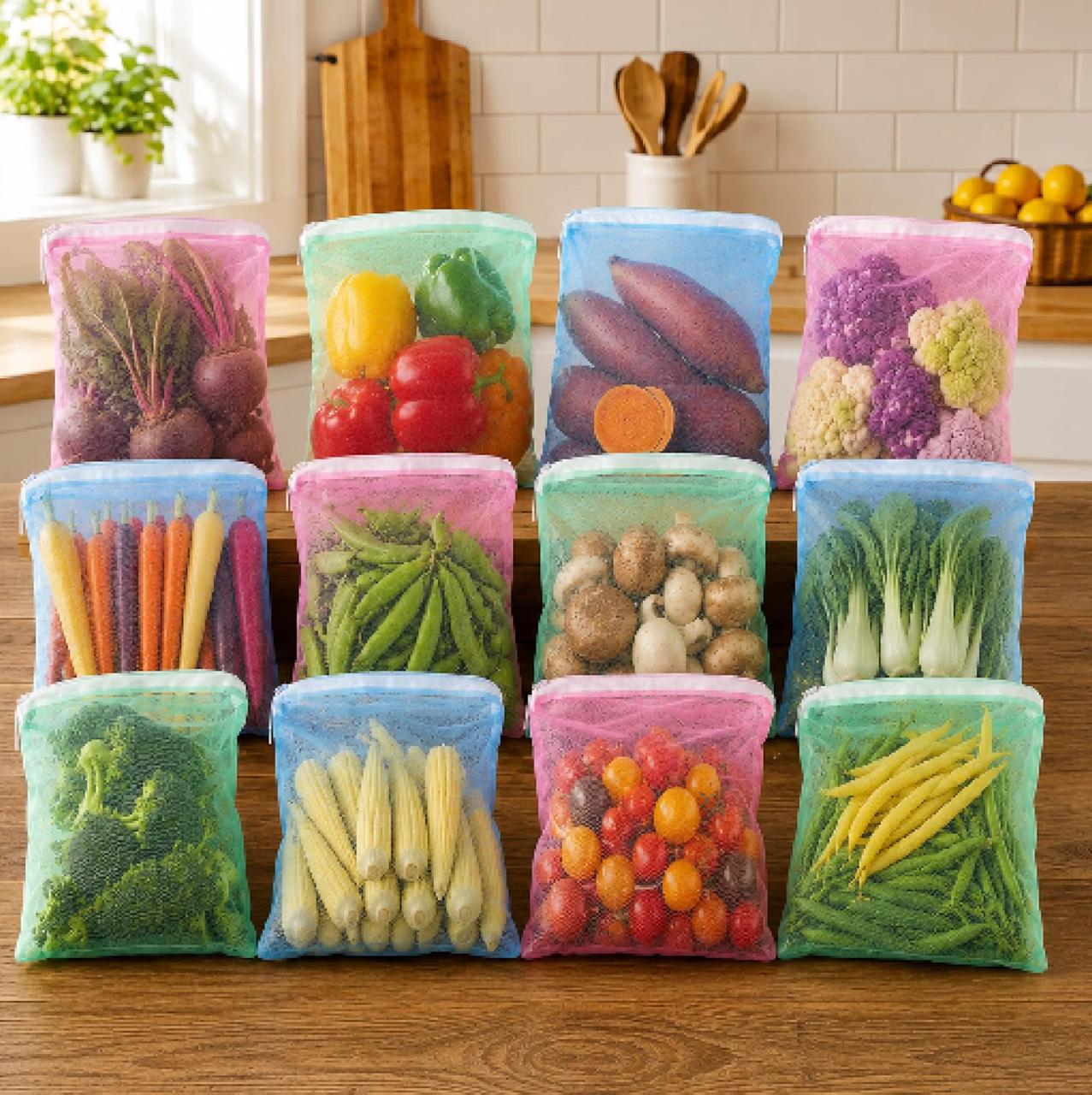 Homestrap Reusable Mesh Fridge Storage Bags Set Of 12 253