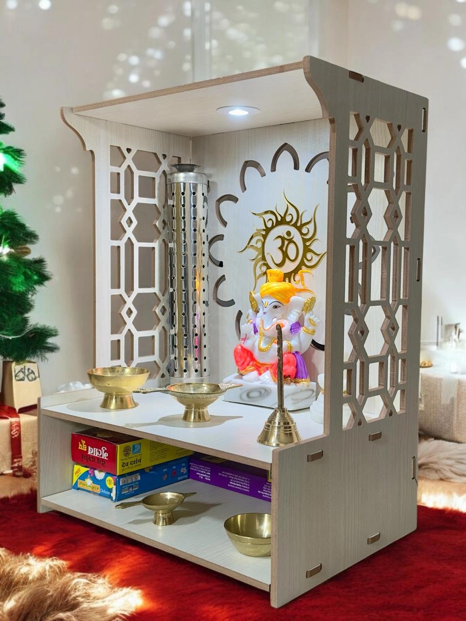Hoodwin Pooja Mandir Home Office With Led Lig