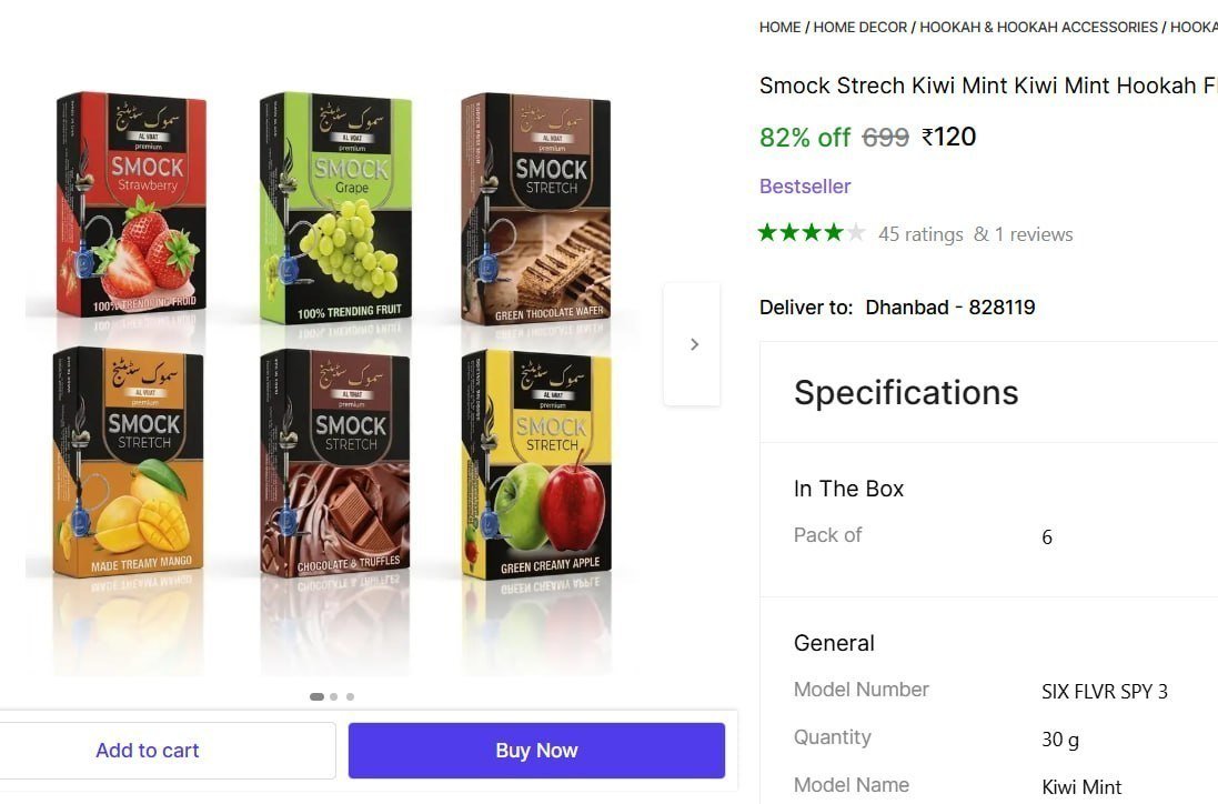 Hookah Flavor (30 G Pack Of 6) 120