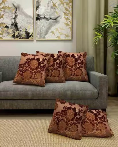 Hosta Homes Set Of 5 Floral Velvet Cushion Co