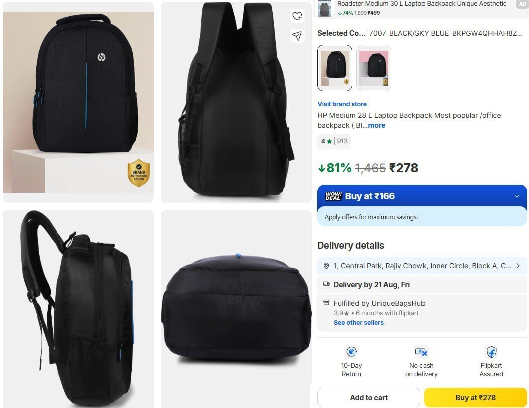 Hp Laptop Backpack 278