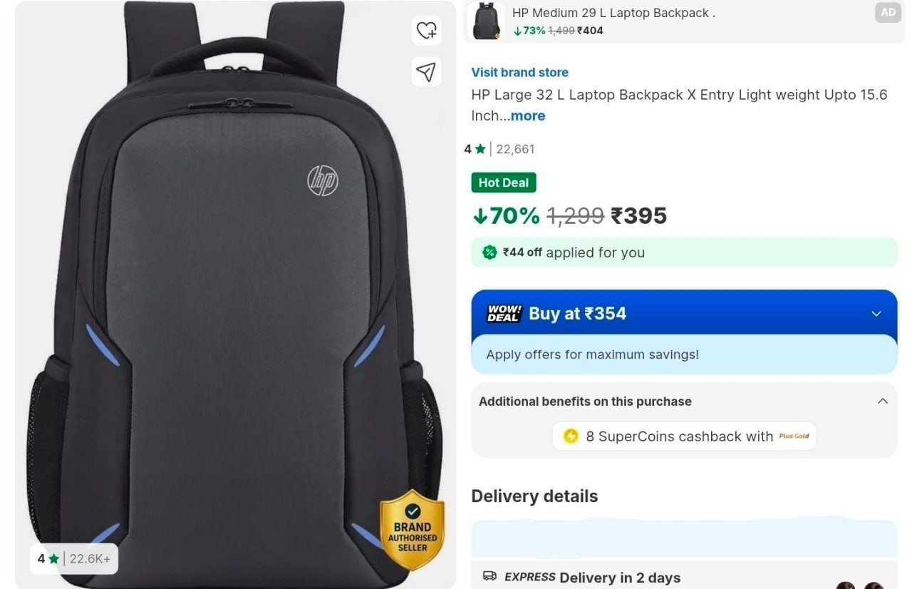 Hp Laptop Backpack 395278