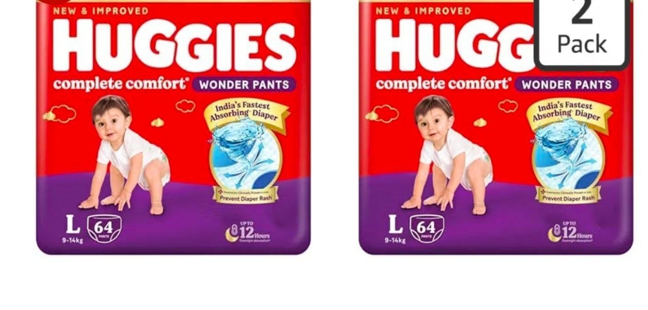 Huggies Baby Diaper (l 64 Count) (pack Of 2) 750