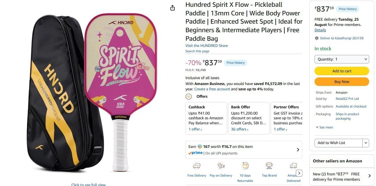 Hundred Spirit X Flow - Pickleball Paddle 837