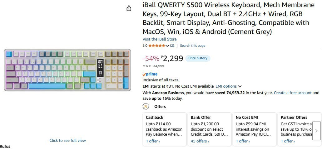 Iball Qwerty Wireless Keyboard 2299