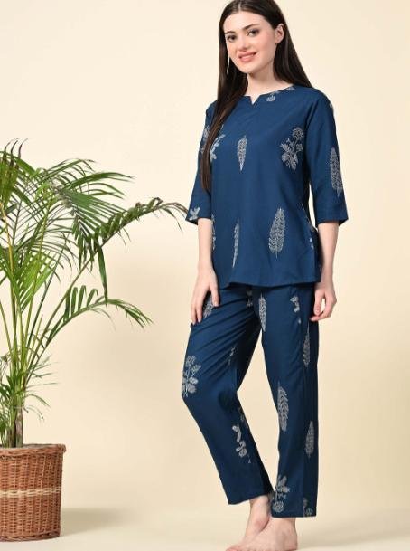 Ichaa Floral Top With Pyjamas Night Suit 479