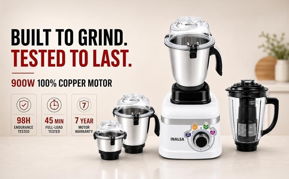 Inalsa Mixer Grinder 900w 4 Jar 5 819