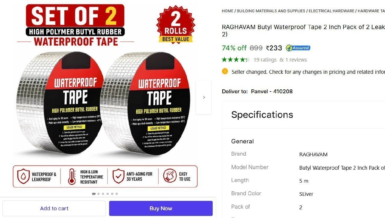 Inch Waterproof Tape Pack Of 2 233