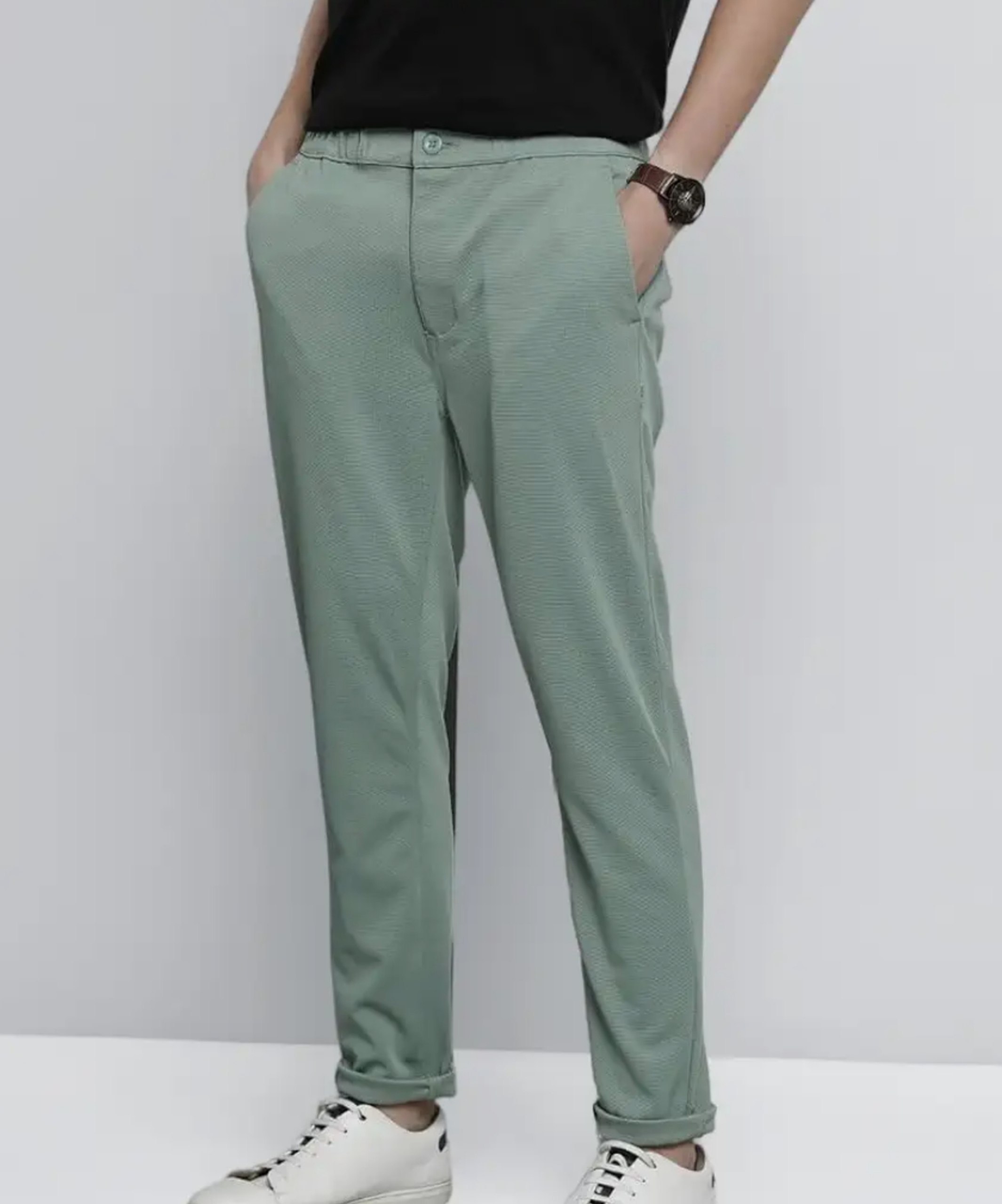 Indian Garage Men S Slim Fit Mid-rise Trouser