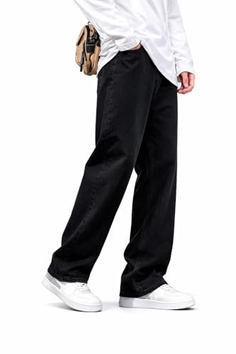Indivane Mens Baggy Loose Fit Denim Jeans Mid