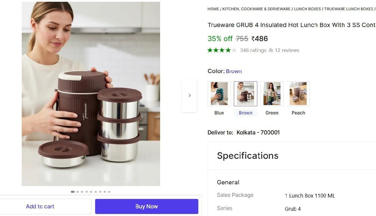 Insulated Hot Lunch Box With 3 Ss Container 4