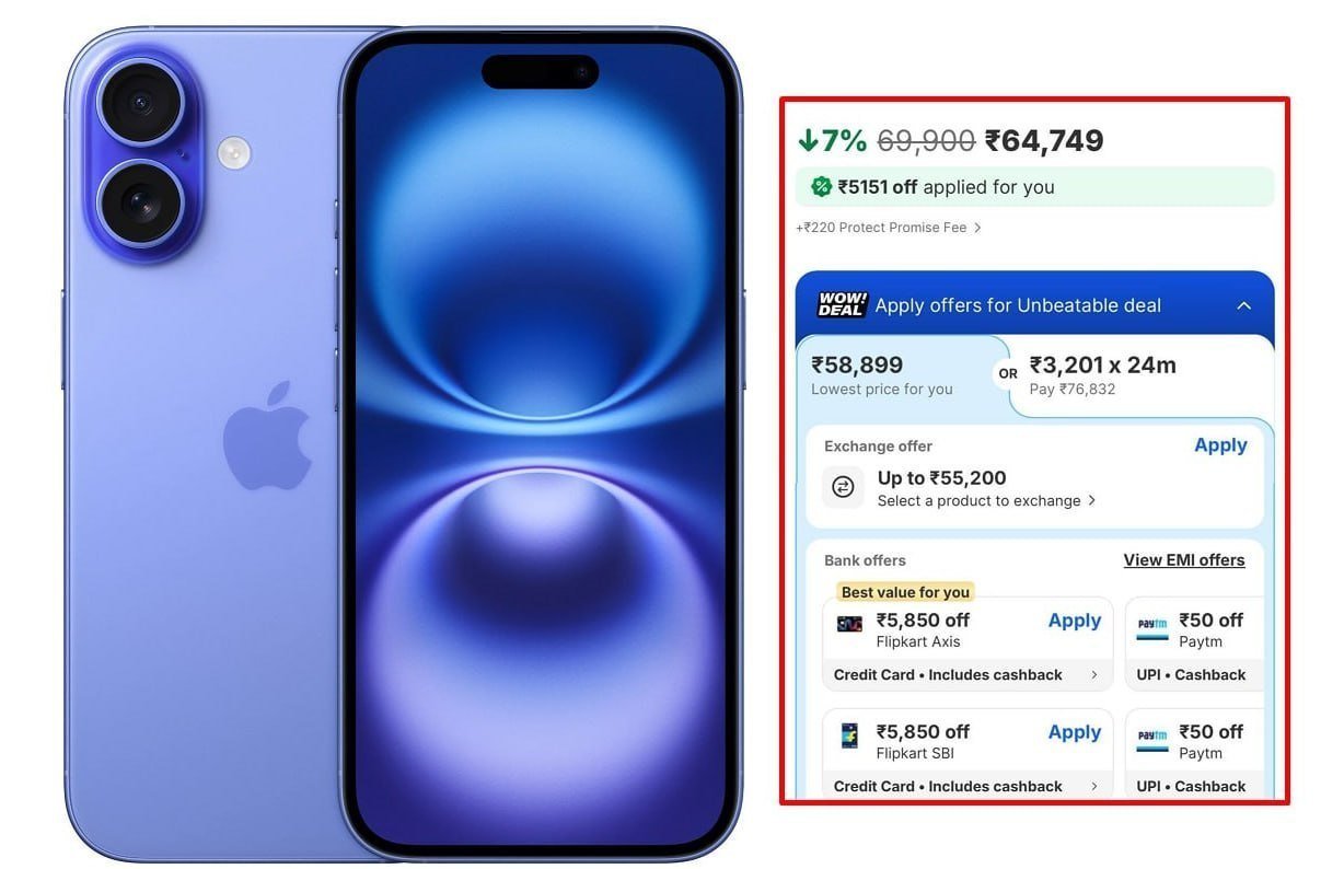 Iphone 16 (128gb) 59494 Effective Pay Using F