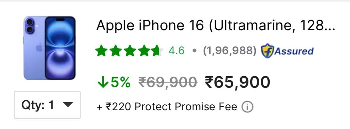 Iphone 16 61305 Flat Rs 4000 Instant Discount