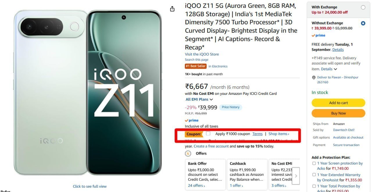Iqoo Z11 5g (aurora Green 8gb Ram 128gb Stora