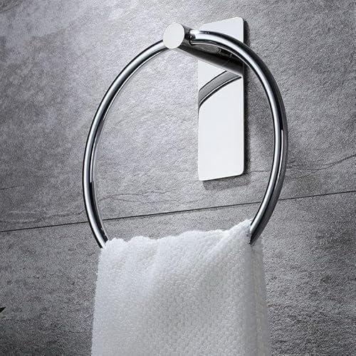Istar Stainless Steel Self Adhesive Round Towel Ring No Drilling Wall Mount