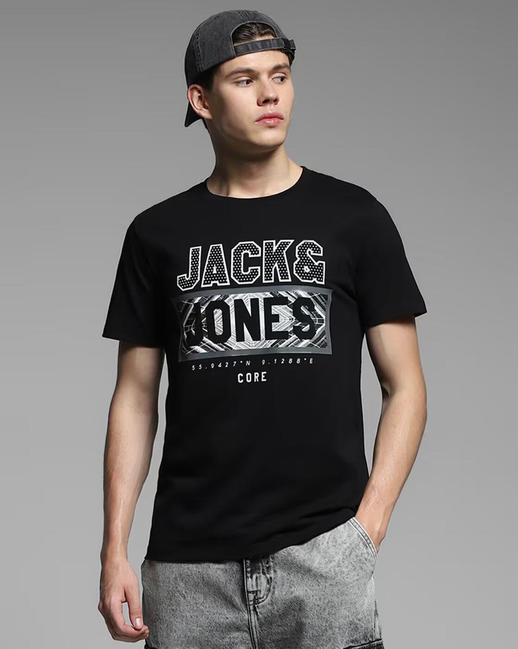 Jack Jones Men Brand Print Regular Fit Crew-n