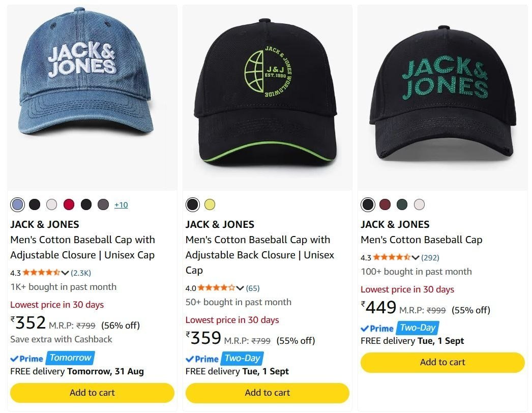 Jack Jones Men S Caps Starting 352
